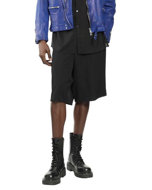 Yohji Yamamoto Black Wool Gabardine Thai Shorts for men