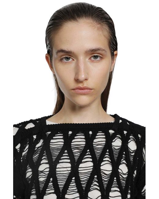 Ann Demeulemeester Black Izabel Diamond Stitch Sweater