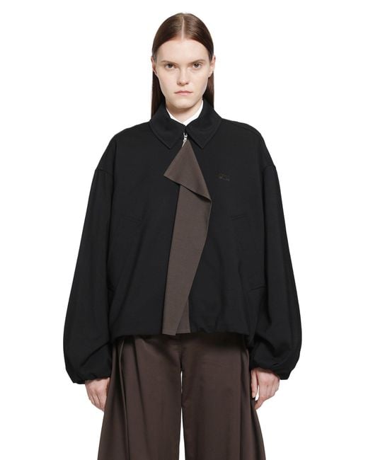 Loewe Black Viscose Wool Harrington Jacket