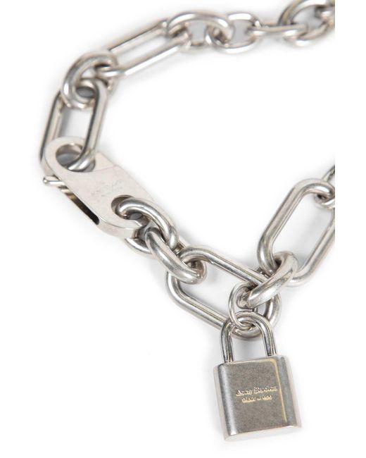 Acne White Padlock Chain Necklace