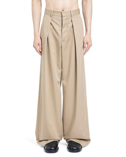 Ann Demeulemeester Natural Botel Wide Leg Pleated Trousers for men