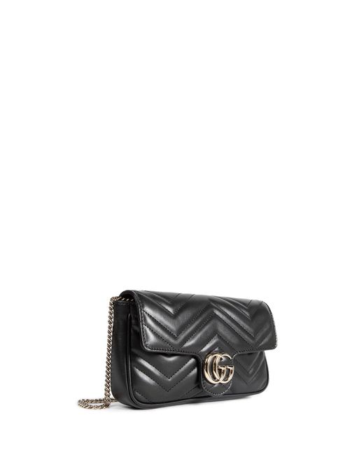 Gucci Black Gg Marmont Small Shoulder Bag With Card Case