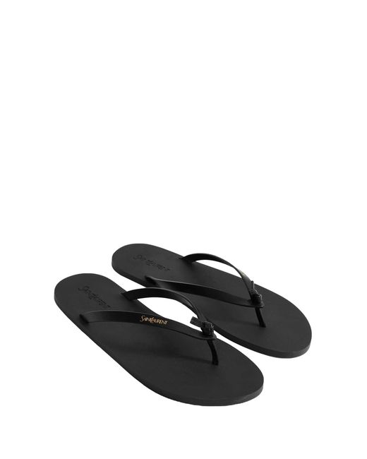 Saint Laurent Black Leather Pool Flip-Flops for men