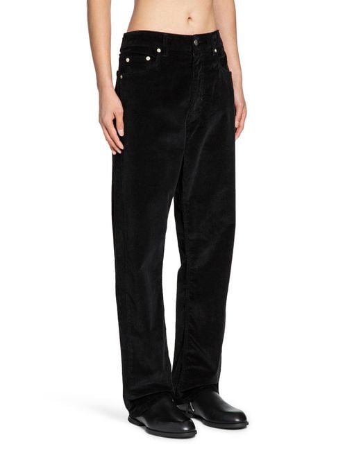 Studio Nicholson Black Pantaloni Di Velluto A Coste Riso for men