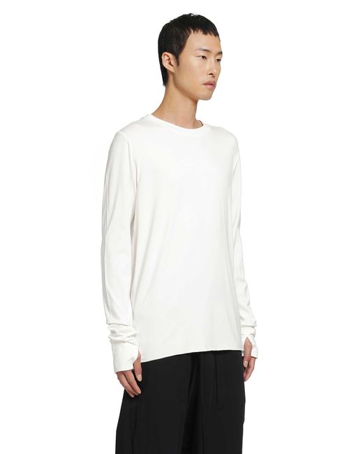 Thom Krom White Stretch Viscose Long Sleeve T-Shirt for men