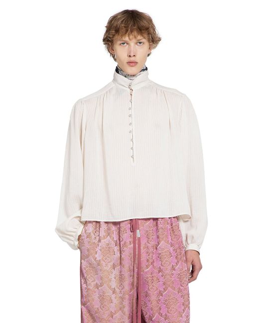 Ann Demeulemeester White Thorald High Comfort Cropped Serafino Top for men