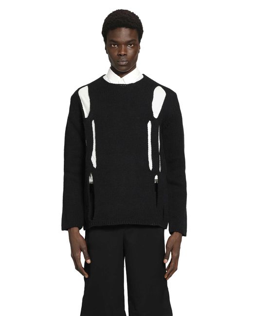 Comme des Garçons Black Cut-Out Knitted Sweater for men