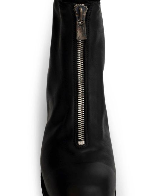 Guidi Black Front Zip Leather Ankle Boots for men