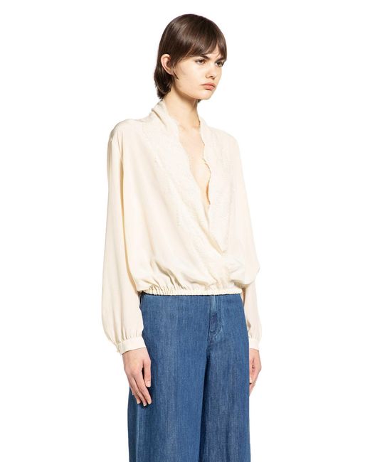 Valentino White Lace Neck Blouse