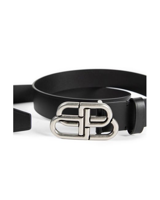 Balenciaga Black Bb Large Leather Belt for men