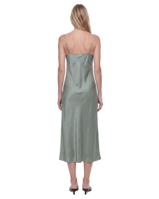 Acne Green Satin Slip Midi Dress