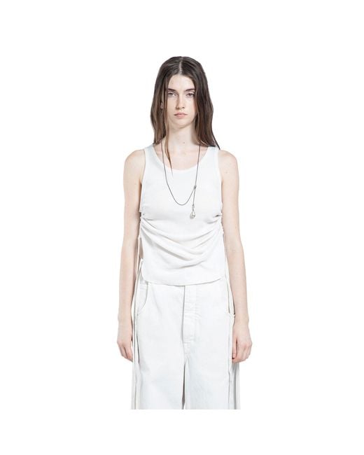 Ann Demeulemeester White Mara Wrinkled Cropped Tank Top