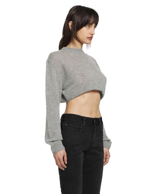 Balenciaga Gray Cropped Crewneck Sweater