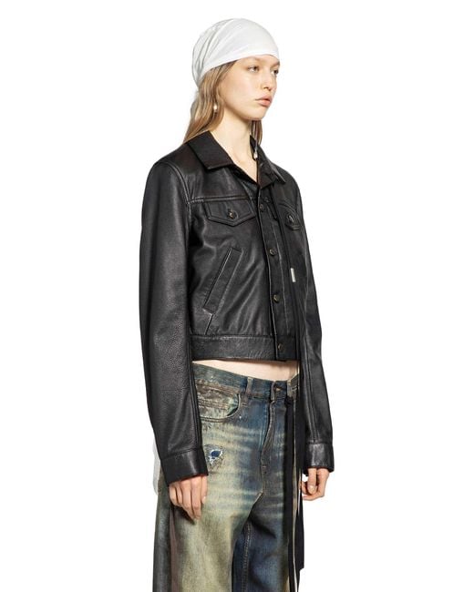 Ann Demeulemeester Black Ilmi Satin Structured Leather Jacket