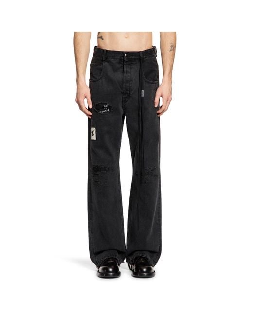 Ann Demeulemeester Black Ronald 5 Pocket Jeans With Printed Patches for men