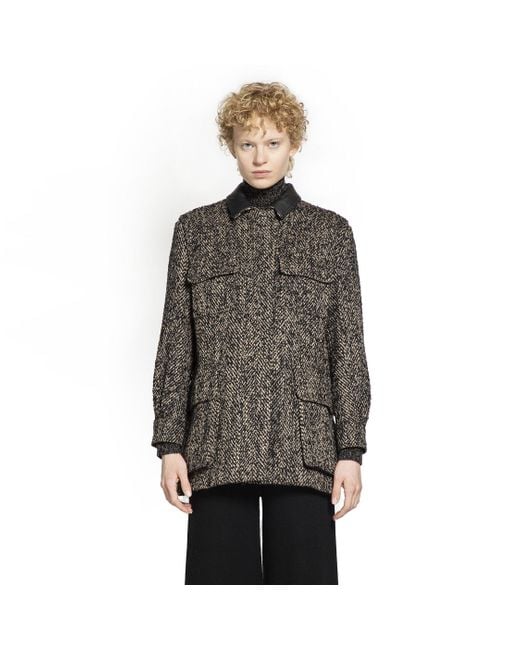 Max Mara Brown Angio Wool Tweed Safari Jacket