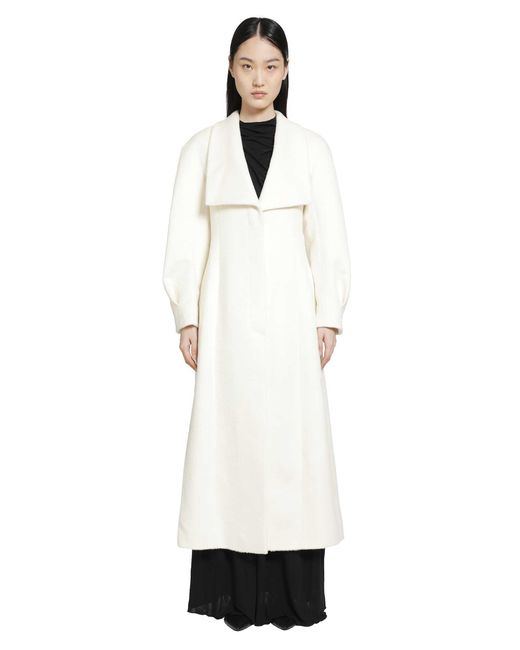 RETORI White Hourglass Brushed Llama Wool Coat