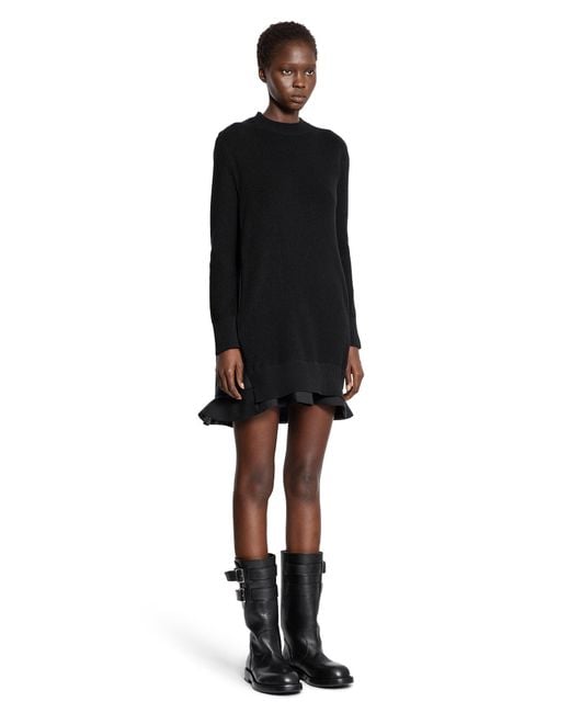 Sacai Suiting Mix Knit Dress in Black | Lyst