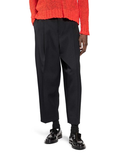 Jil Sander Black Wool Gabardine Tapered Trousers for men
