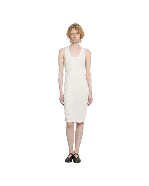 Totême White Crinkled Knit Tank Dress