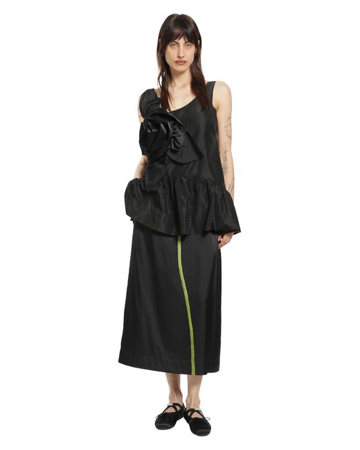 Simone Rocha Black Pressed Rosette Tilted Neck Peplum Top