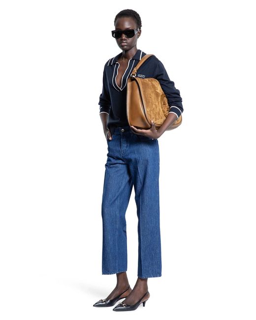 Gucci Blue Cropped Straight Leg 5 Pocket Jeans