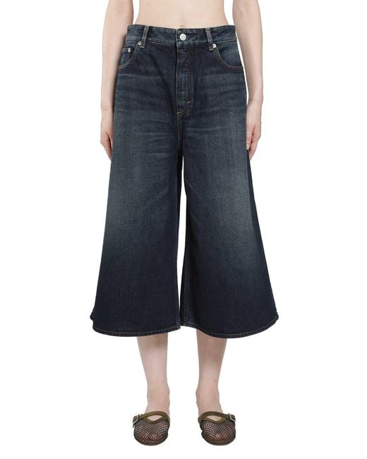 Alaïa Blue Palazzo Denim Bermuda Shorts