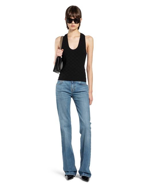 Gucci Blue Flared Stretch Cotton Denim Trousers