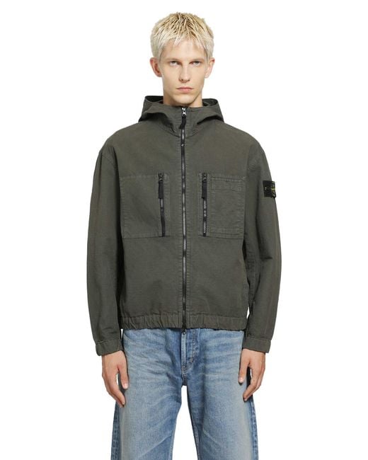 Stone Island Gray 1200011 Hooded Overshirt for men