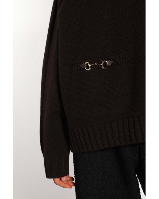 Gucci Black Wool Cashmere Horsebit Turtleneck Sweater