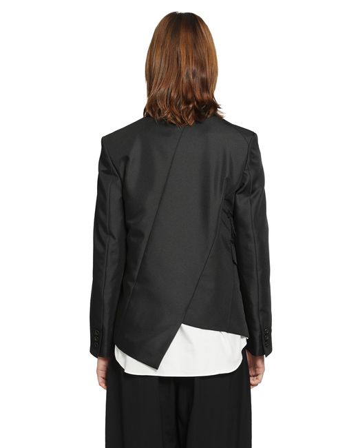 Comme des Garçons Black Single-Breasted Blazer With Frayed Trim