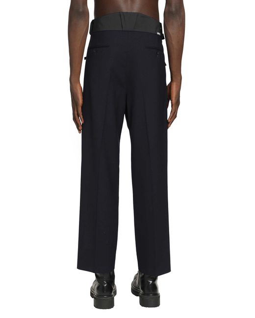Prada Black Wool Pants With Technical Details for men