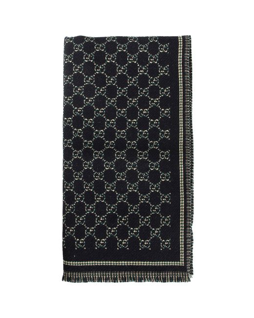 Gucci Black Sciarpa Di Lana gg for men
