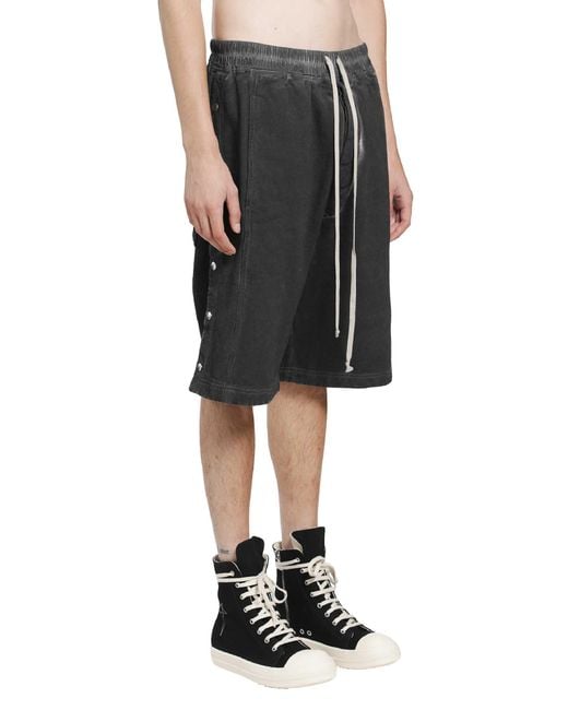 Rick Owens Gray Tower Wide Pusher Shorts for men
