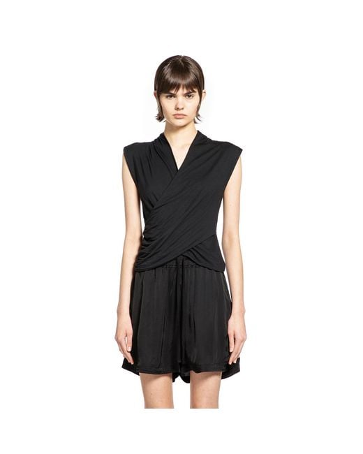Thom Krom Black Wrapped Silk Mix Top