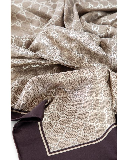 Gucci Brown Gg Silk Scarf
