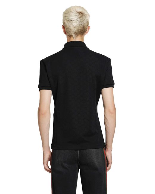 Gucci Black Gg Technical Jersey Jacquard Polo Shirt for men