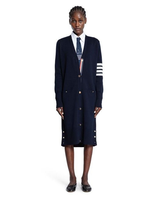 Thom Browne Blue 4-Bar Long Cardigan