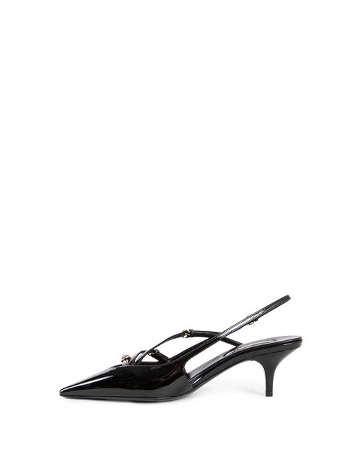 Miu Miu Black Patent Leather Slingbacks With Buckles