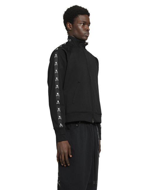 MASTERMIND WORLD Black Zip-Up Track Jacket for men