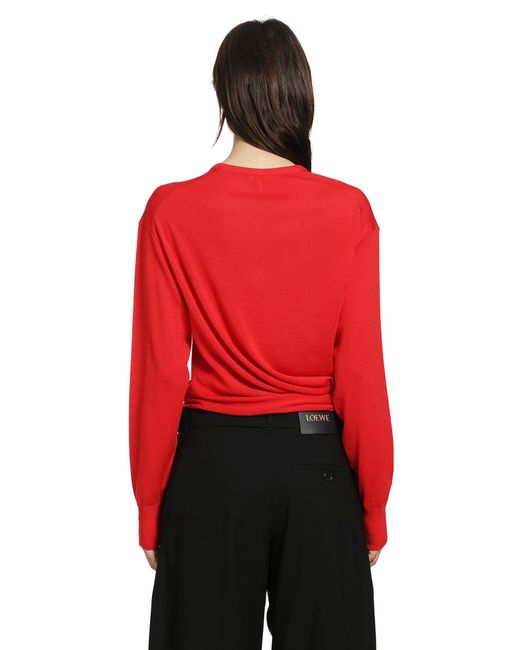Loewe Red Draped Wool Sweater