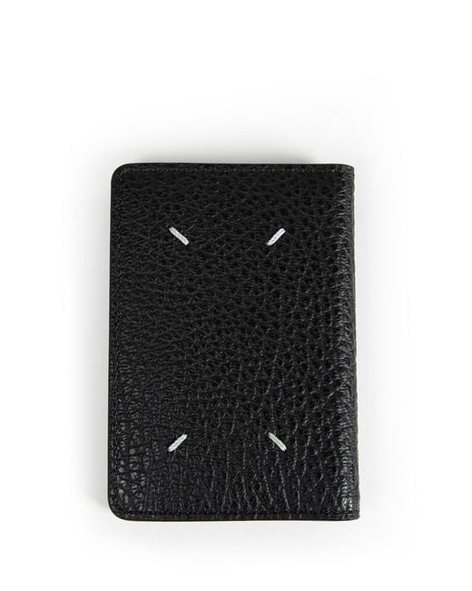 Maison Margiela Black Grained Leather 4-Stitch Bifold Card Holder for men