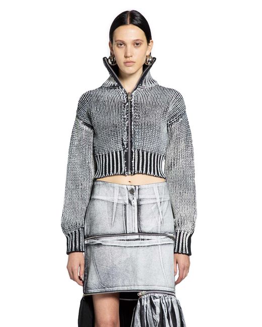 VAQUERA Gray Cropped Painted Cardigan