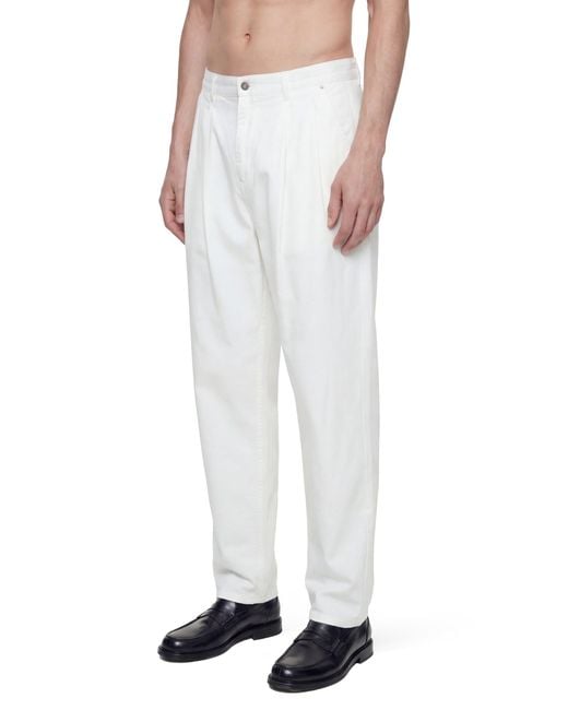 Hed Mayner White Pleated Denim Pants for men