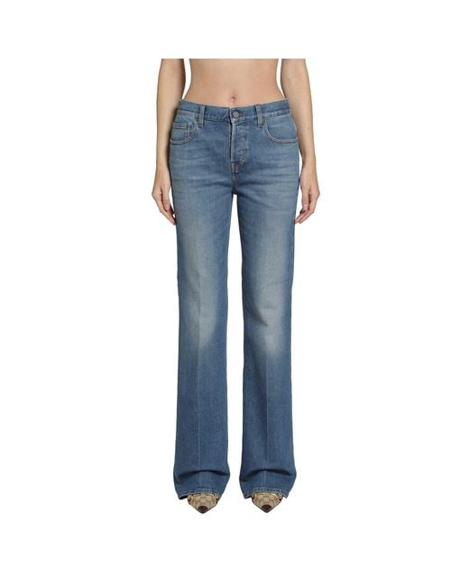 Gucci Blue Flared Stretch Cotton Denim Jeans