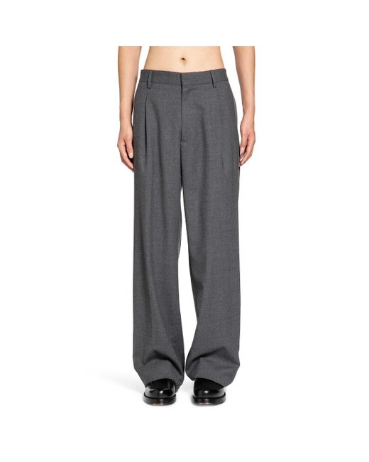 Lardini Gray Pleated Wool Trousers for men
