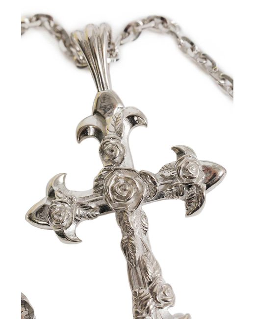 Emanuele Bicocchi Metallic Rose Cross Large Necklace for men