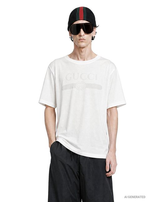 Gucci White Interlocking G Web T-Shirt for men