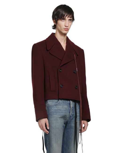 Ann Demeulemeester Red Dalmar Double-Breasted Wool Caban for men