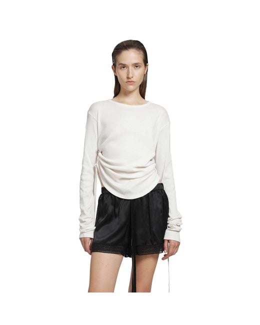 Ann Demeulemeester White Dot Wrinkled Long Sleve Top